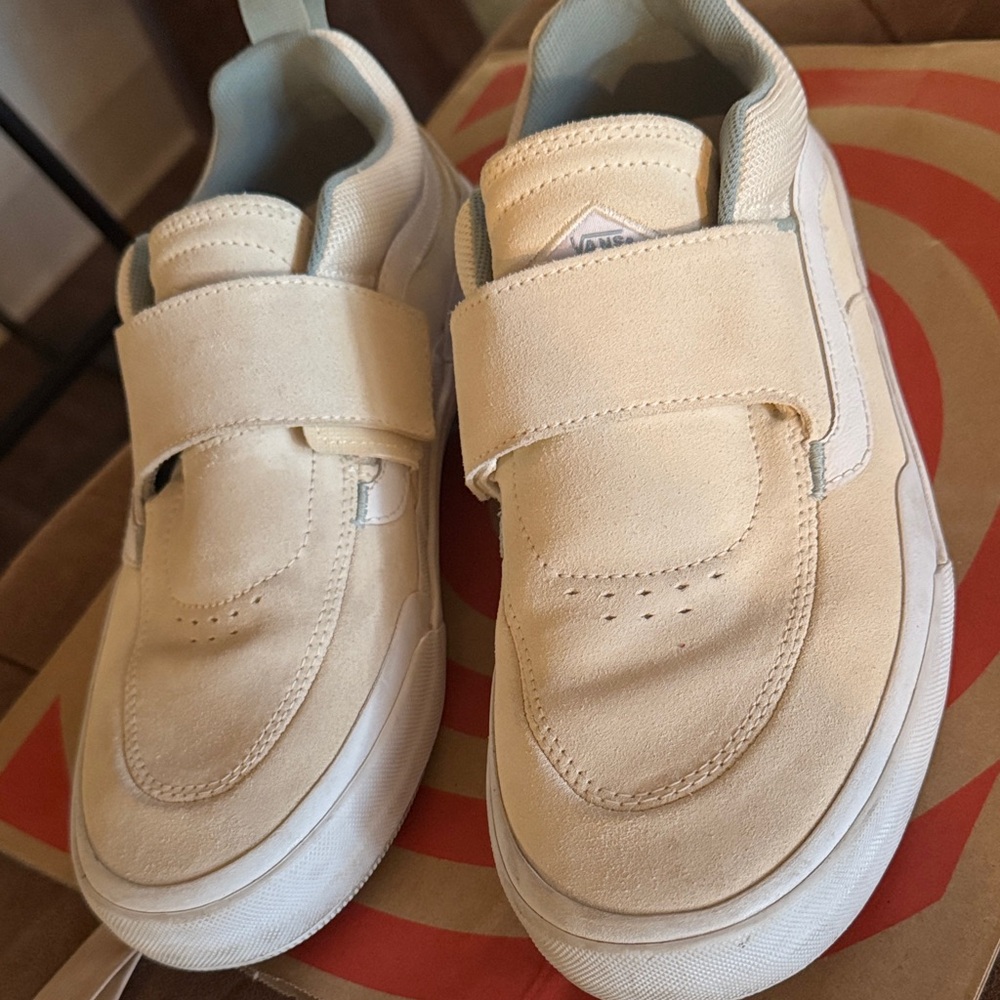 Vans Cream Suede Hook-and-Loop Sneakers